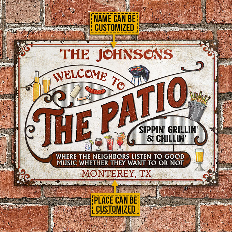 Personalized Patio Grilling Red Listen To The Good Music Sippin Custom Classic Metal Signs - Image 2