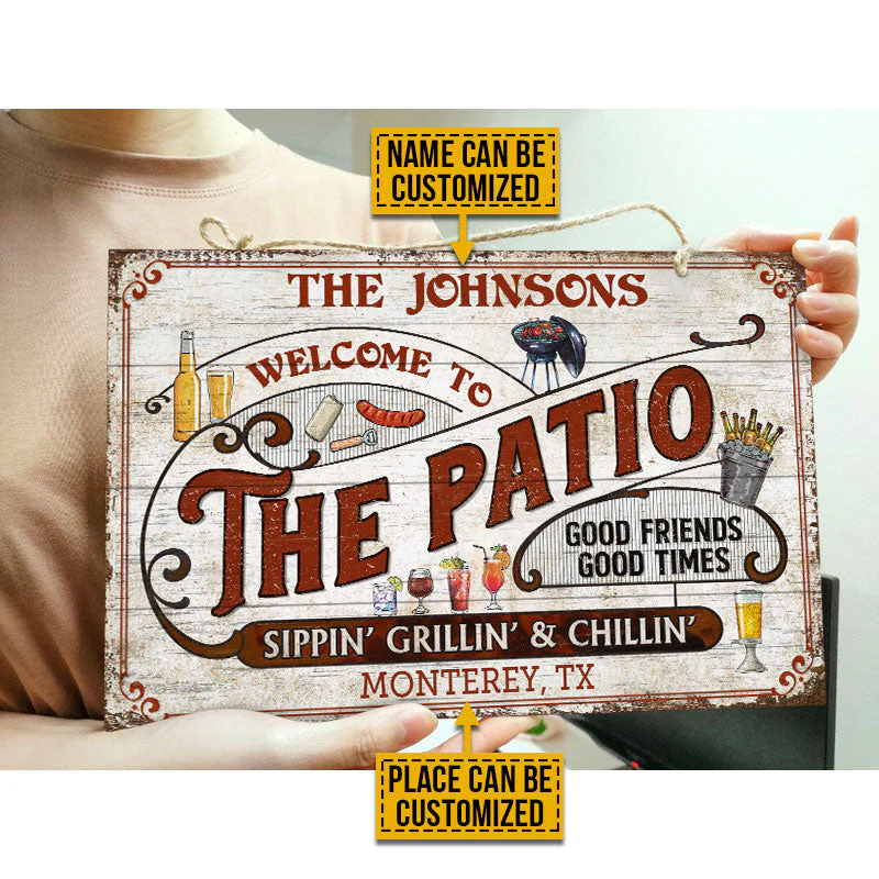 Personalized Patio Grilling Red Sippin Grillin Custom Wood Rectangle Sign - Image 2