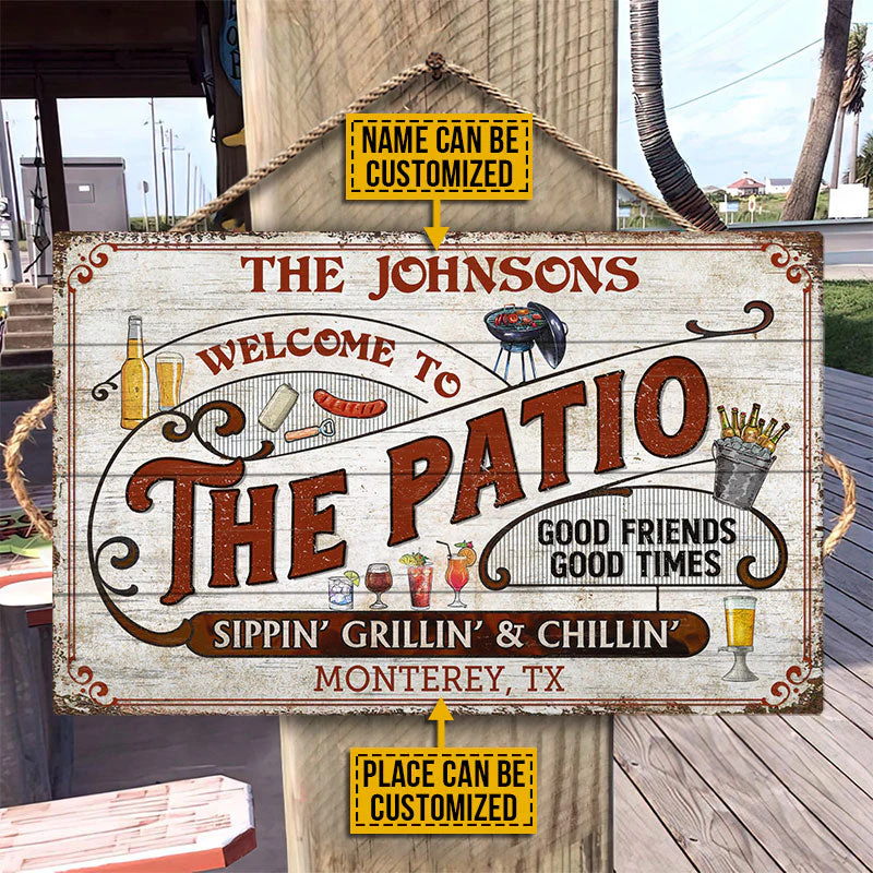 Personalized Patio Grilling Red Sippin Grillin Custom Wood Rectangle Sign - Image 3