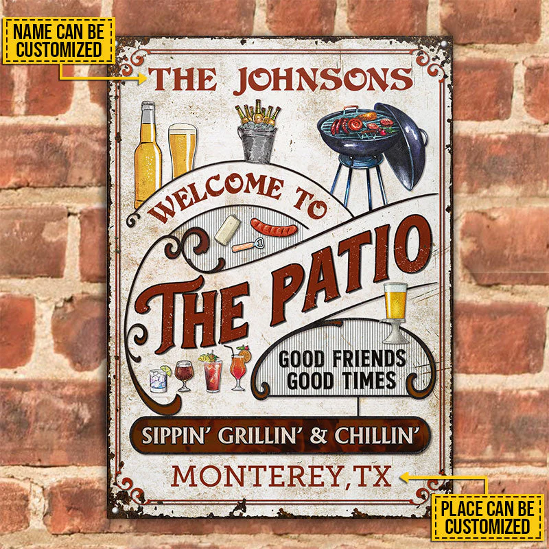 Personalized Patio Grilling Red Sippin Grillin Vertical Custom Classic Metal Signs - Image 2
