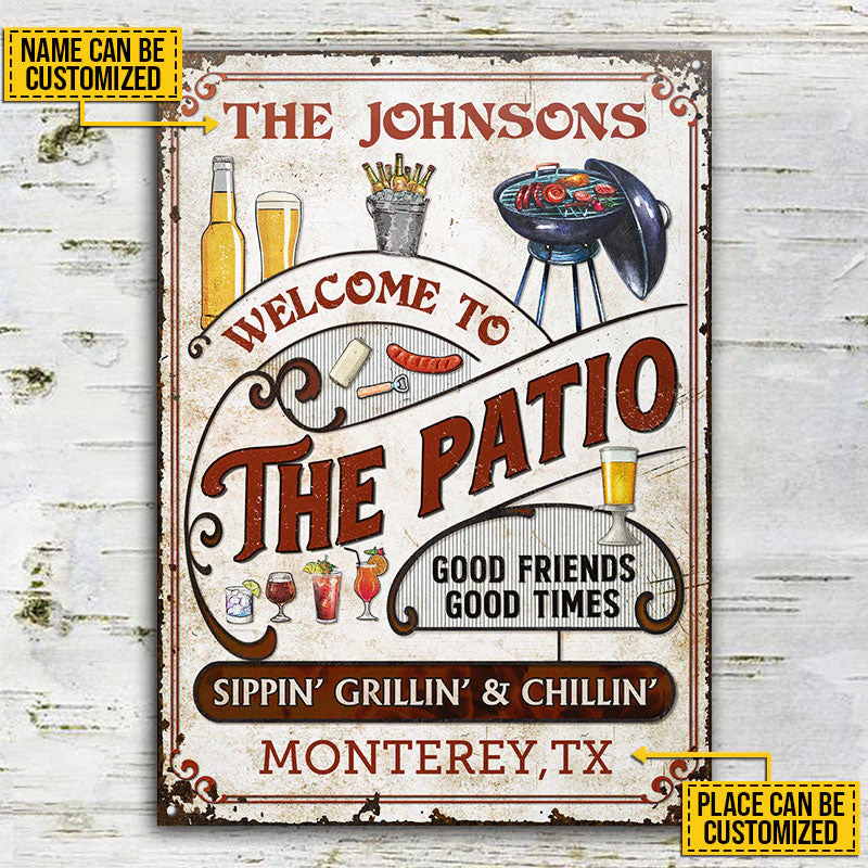 Personalized Patio Grilling Red Sippin Grillin Vertical Custom Classic Metal Signs - Image 3
