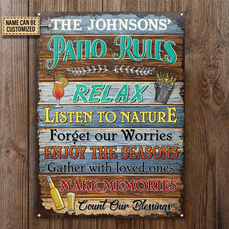 Personalized Patio Rules Make Memories Custom Classic Metal Signs - Image 4