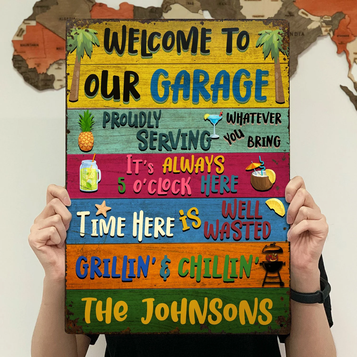 Welcome Grilling Chilling - Home Decor For Patio, Pool, Hot Tub, Deck, Shaverbahn, Bar - Personalized Custom Classic Metal Signs - Image 4