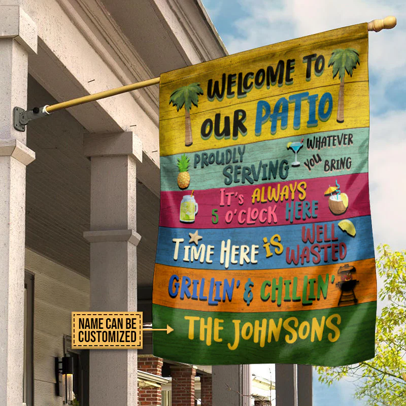 Personalized Patio Welcome Grilling Chilling Custom Flag - Image 2