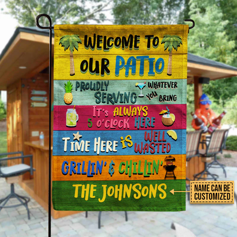 Personalized Patio Welcome Grilling Chilling Custom Flag - Image 4