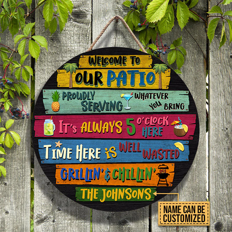 Personalized Patio Welcome To Custom Wood Circle Sign - Image 3