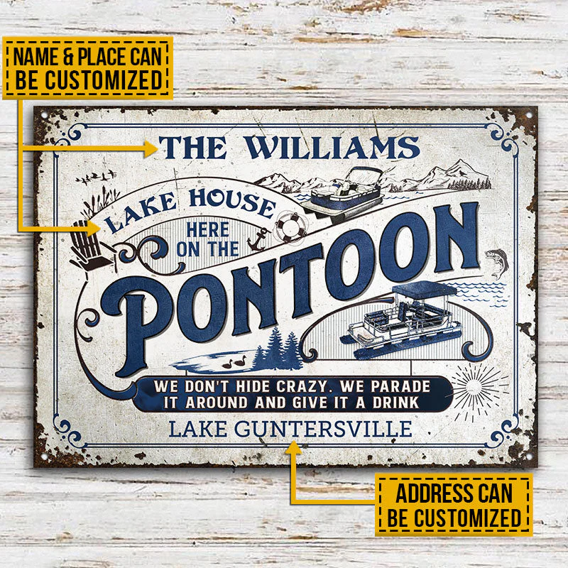 Personalized Pontoon Here Crazy Custom Classic Metal Signs - Image 3