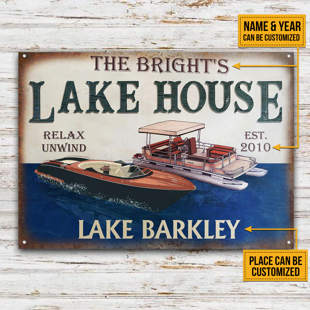 Personalized Pontoon Speedboat Lake Relax Customized Classic Metal Signs - Image 3