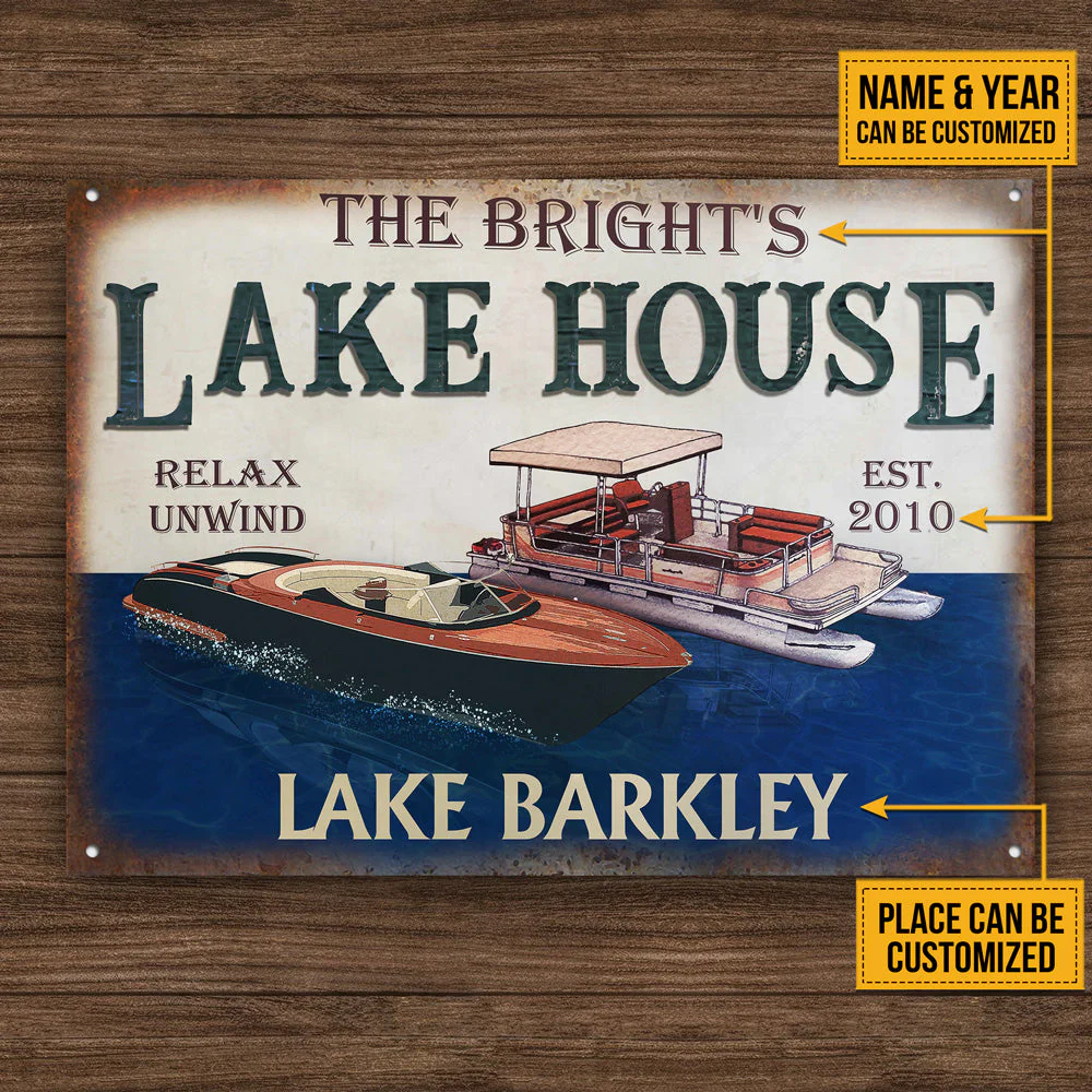 Personalized Pontoon Speedboat Lake Relax Customized Classic Metal Signs - Image 4
