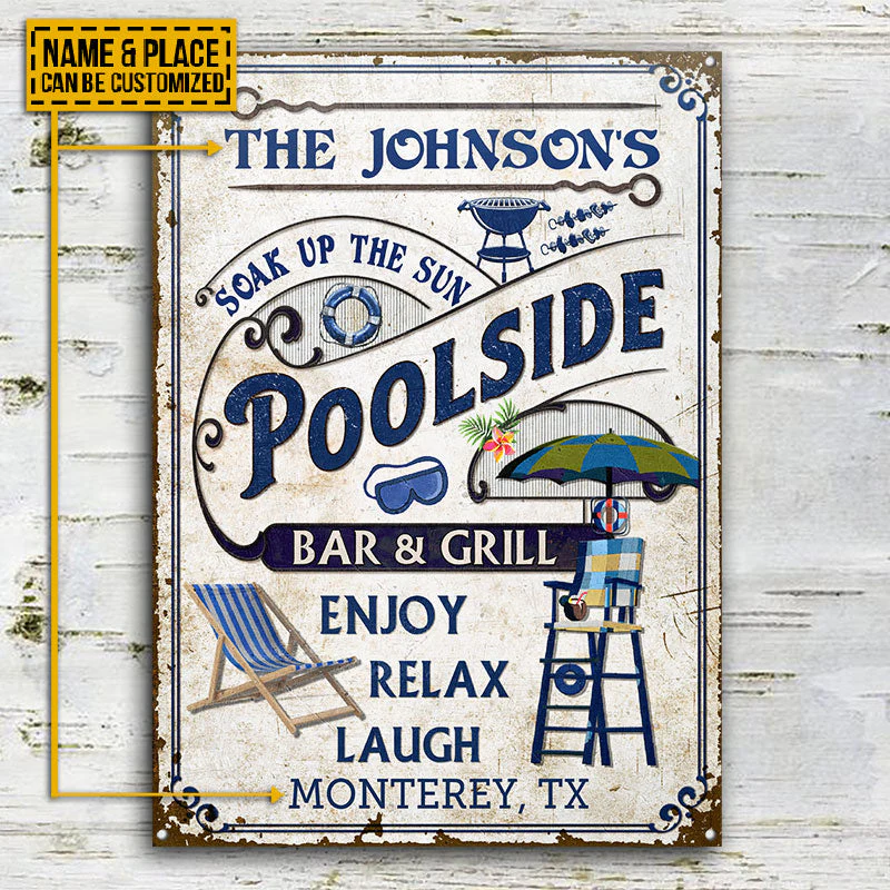 Personalized Pool Poolside Bar & Grill Custom Classic Metal Signs - Image 3