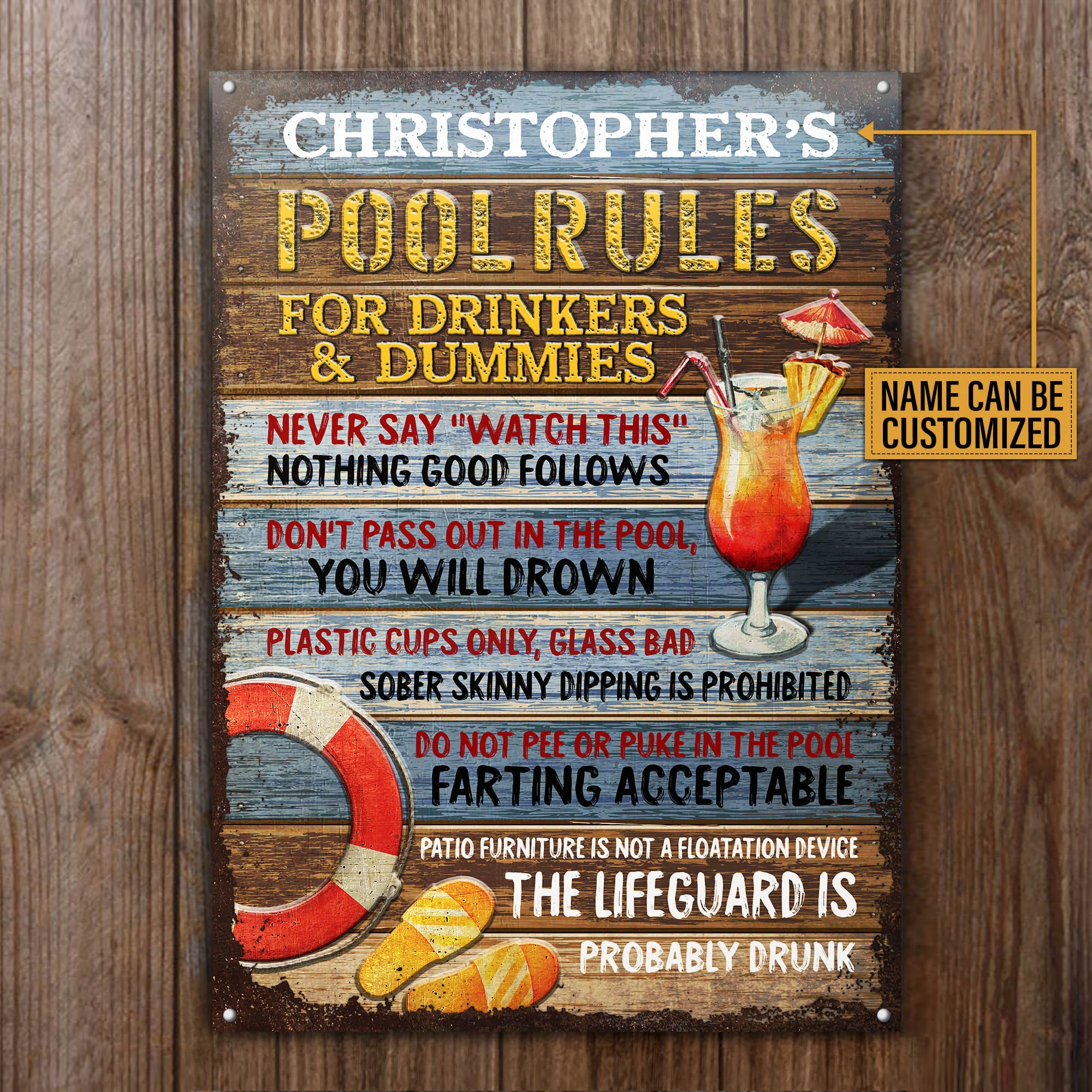 Personalized Pool Rules For Drinkers Customized Classic Metal Signs - Image 4