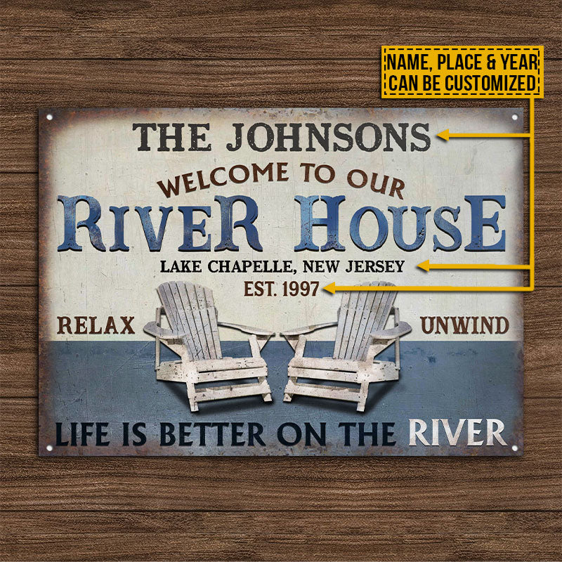 Personalized River House Life Is Better Customized Classic Metal Signs - Image 4