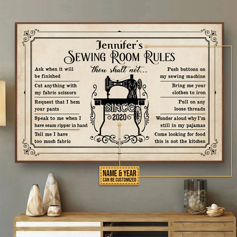 Personalized Sewing Room Rules Shalt Not Customized Poster - Image 2