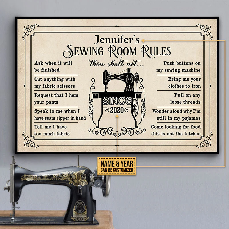 Personalized Sewing Room Rules Shalt Not Customized Poster - Image 3