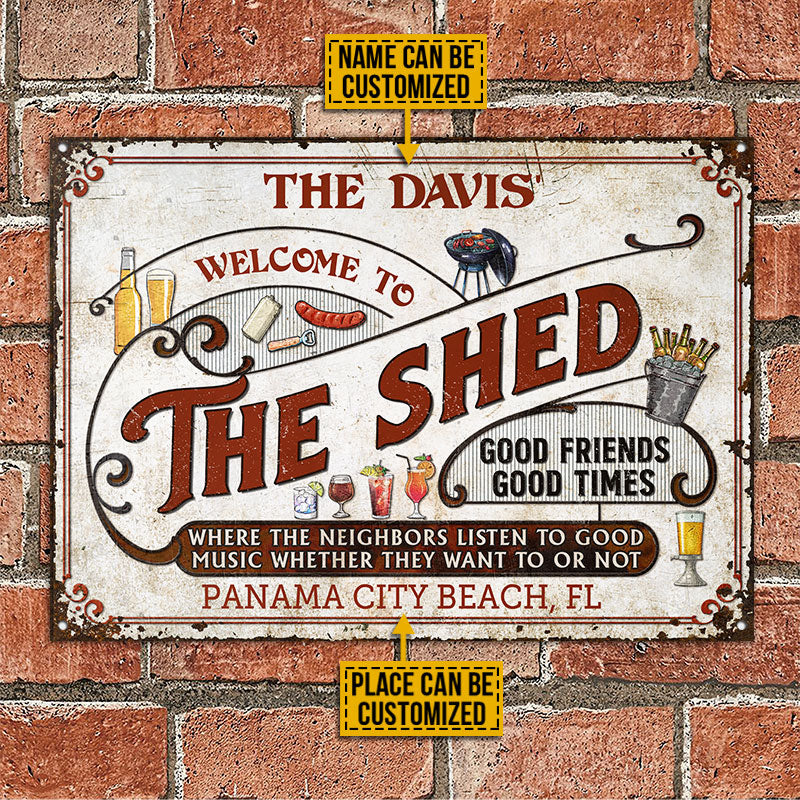 Personalized Shed Grilling Red Listen To The Good Music Custom Classic Metal Signs - Image 2