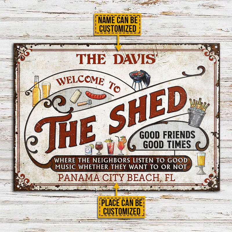 Personalized Shed Grilling Red Listen To The Good Music Custom Classic Metal Signs - Image 3