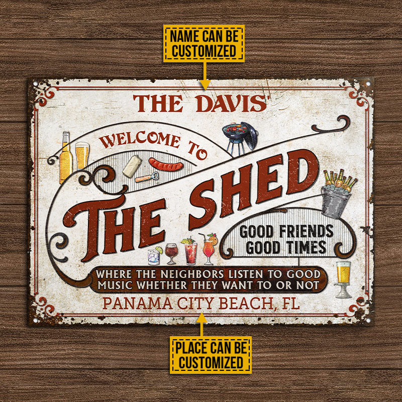 Personalized Shed Grilling Red Listen To The Good Music Custom Classic Metal Signs - Image 4