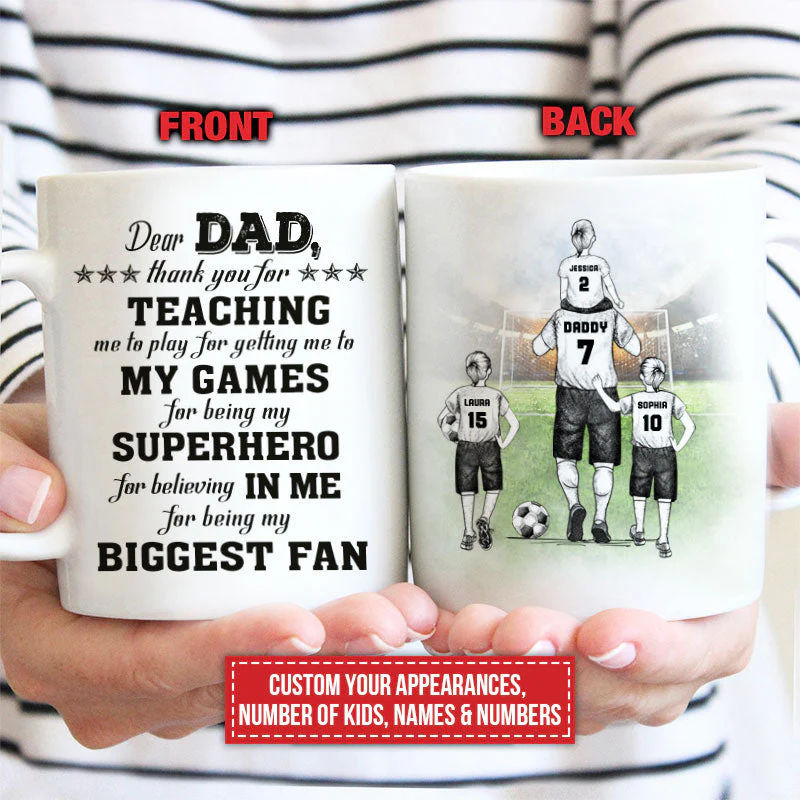 Personalized Soccer Dad And Child Thank You Custom Kid Custom Mug - Image 3