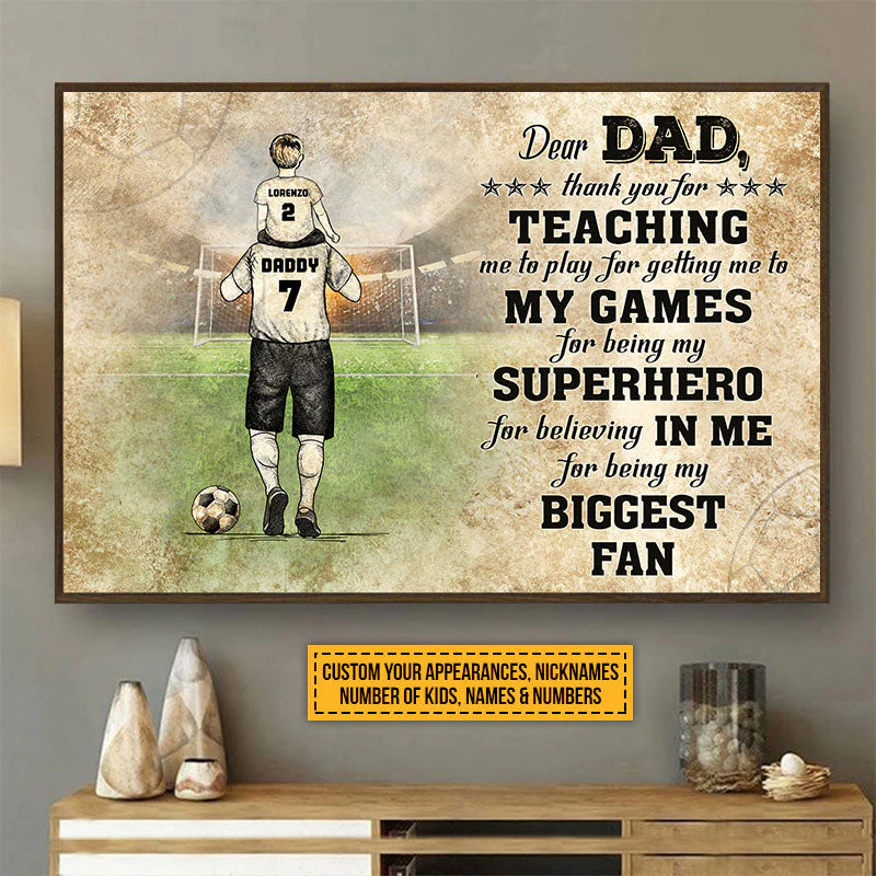 Personalized Soccer Dad And Child Thank You Custom Kids Custom Poster - Image 2