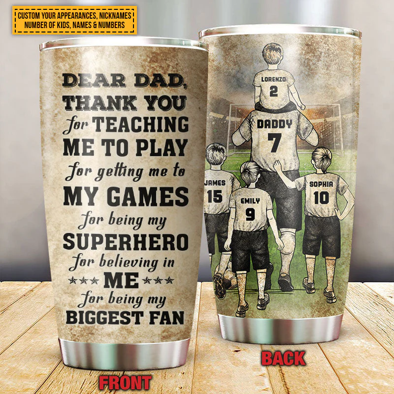 Personalized Soccer Dad And Child Thank You Custom Kids Custom Tumbler - Image 4