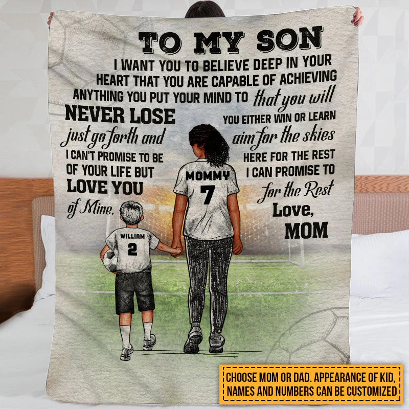 Personalized Soccer Parent And Child Never Lose Custom Fleece Blanket - Image 3