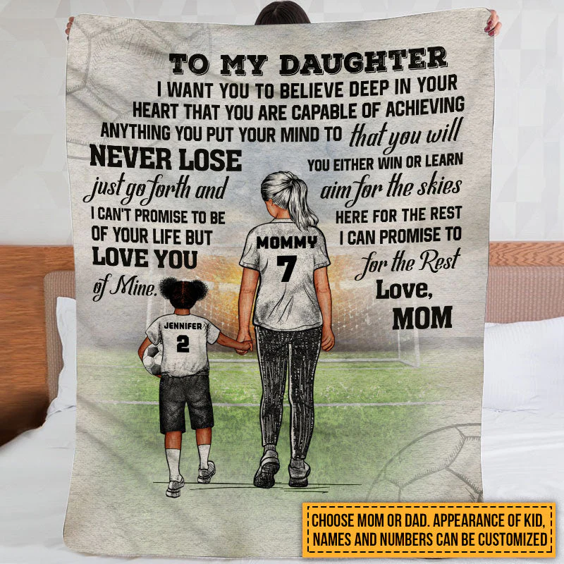 Personalized Soccer Parent And Child Never Lose Custom Fleece Blanket - Image 4