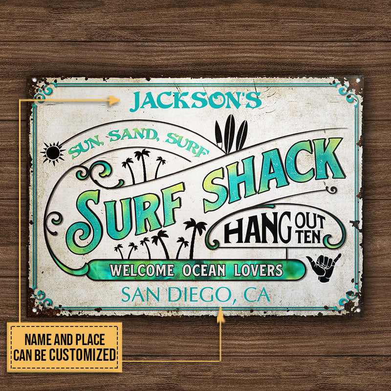 Personalized Surfing Surf Shack Hang Out Customized Classic Metal Signs - Image 4