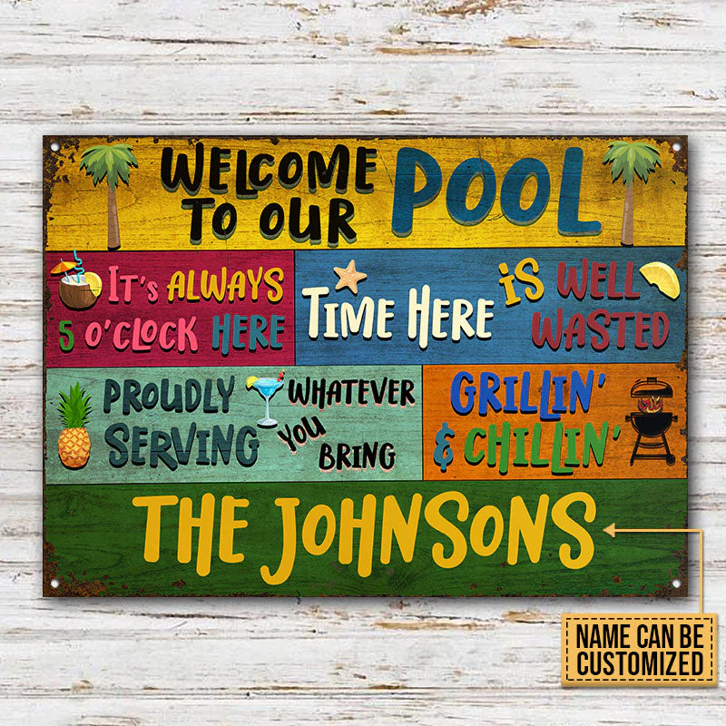 Personalized Swimming Pool Welcome To Our Custom Classic Metal Signs - Image 3