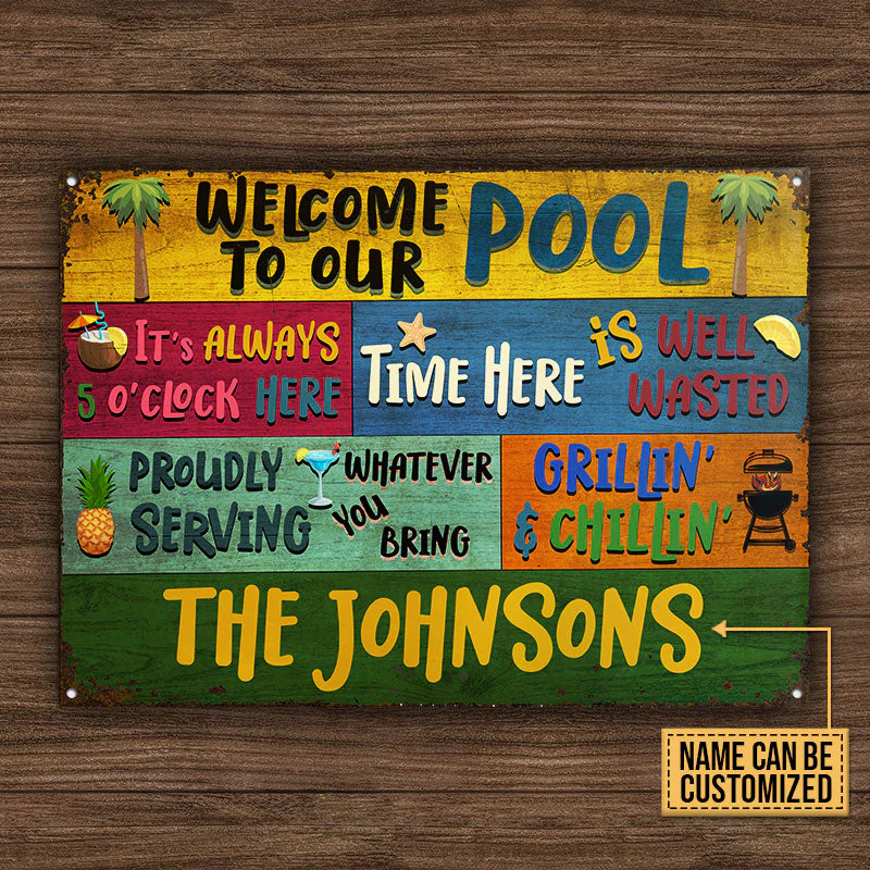Personalized Swimming Pool Welcome To Our Custom Classic Metal Signs - Image 4
