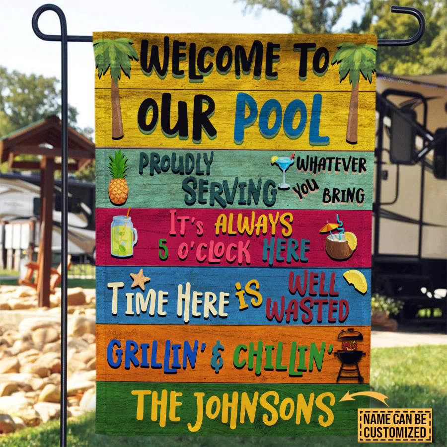 Personalized Swimming Welcome To Our Pool Customized Flag - Image 4