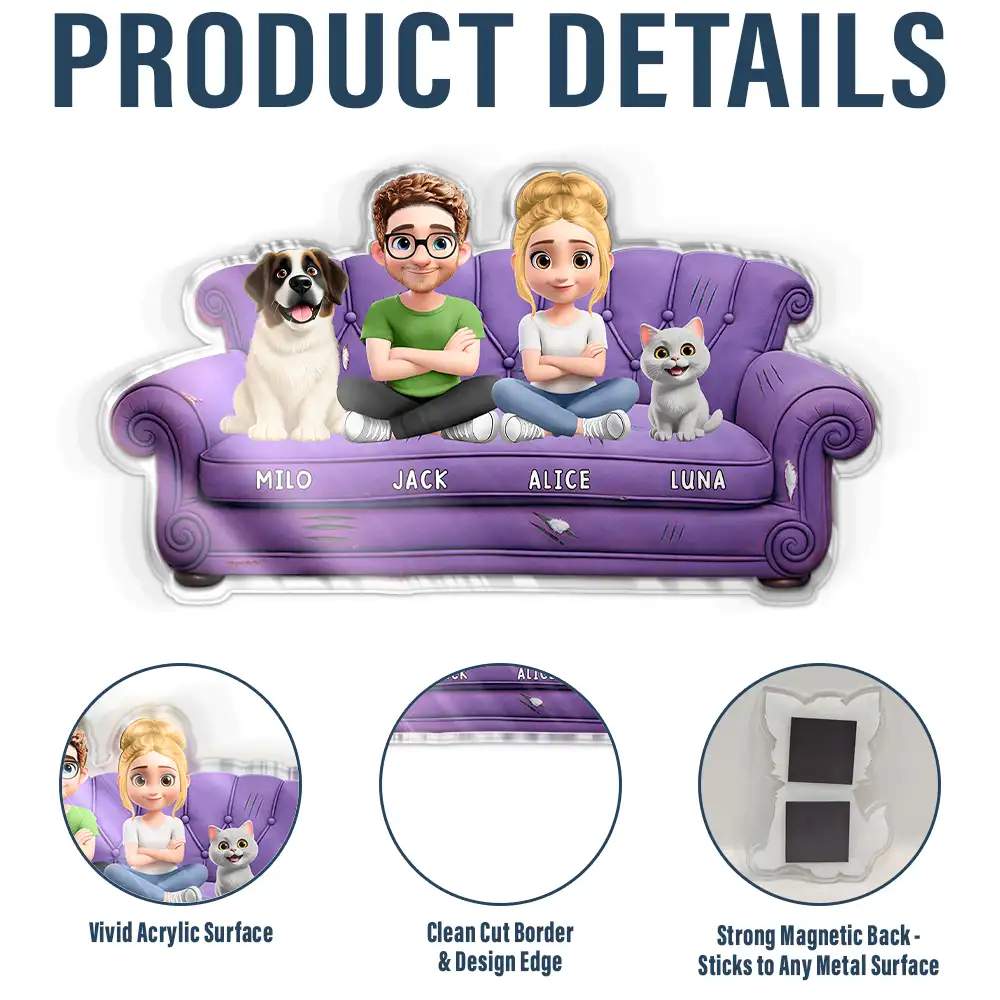 Pet Couple Pet Mom And Dad - Personalized Acrylic Fridge Magnet - Image 4