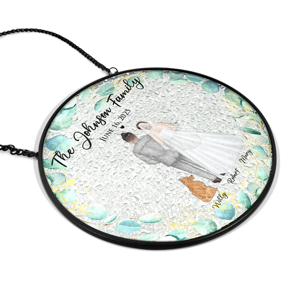 Pet Couple Wedding - Personalized Stained Glass Window Hanging Suncatcher - Image 2
