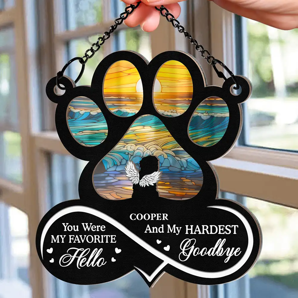 Pet Forever In My Heart Always Loved - Personalized Window Hanging Suncatcher Ornament - Image 2