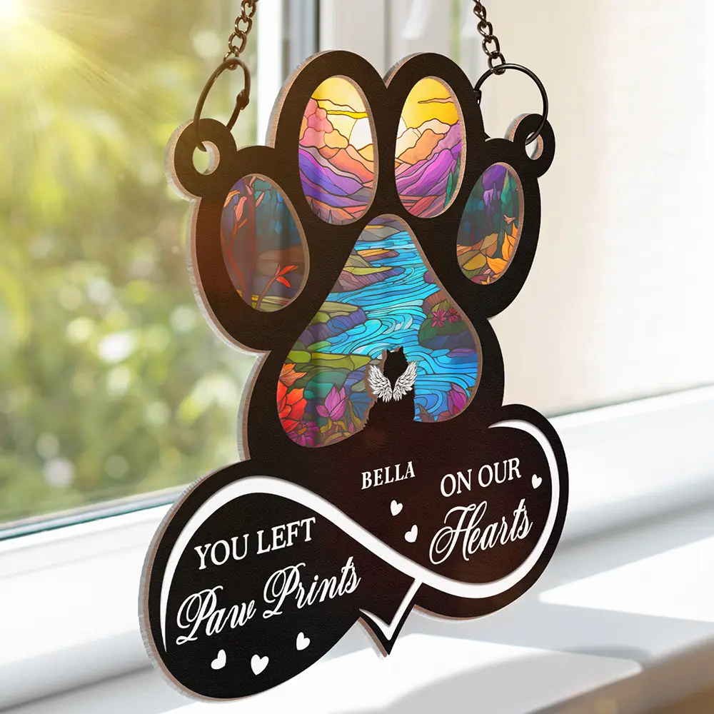 Pet Forever In My Heart Always Loved - Personalized Window Hanging Suncatcher Ornament - Image 3