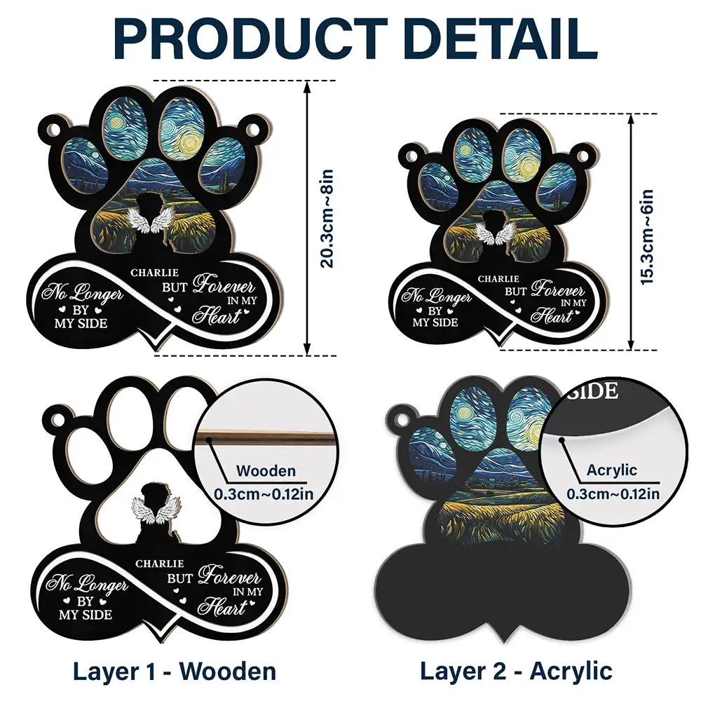 Pet Forever In My Heart Always Loved - Personalized Window Hanging Suncatcher Ornament - Image 5