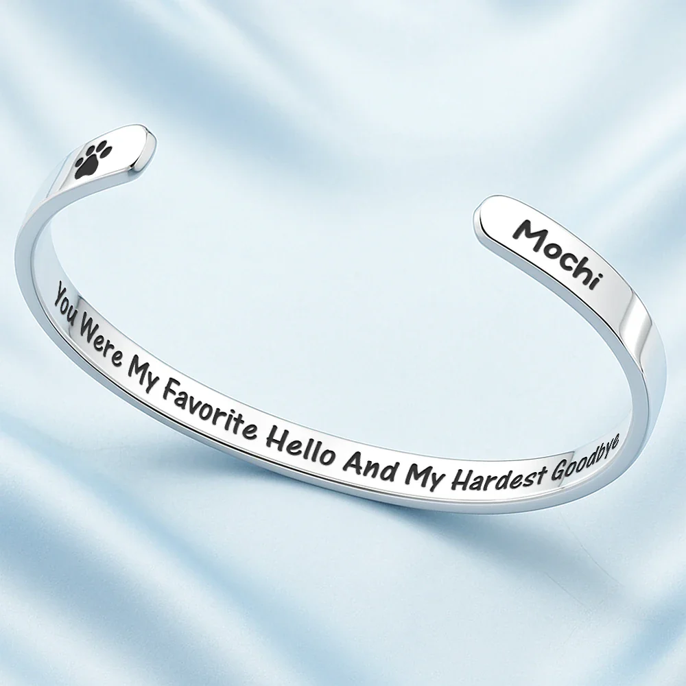 Pet Loss Once By My Side Forever In My Heart - Personalized Bangle Bracelet Cuff - Image 3