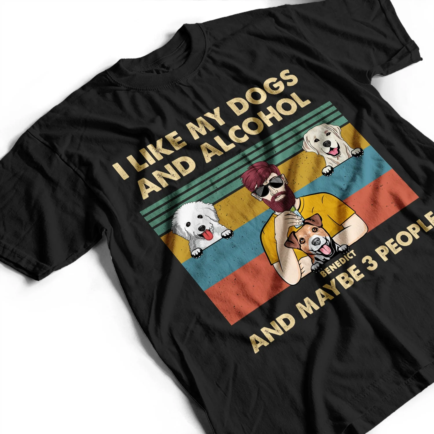 Pet Lovers I Like Dogs & Maybe 3 People - Personalized Custom T Shirt - Image 3