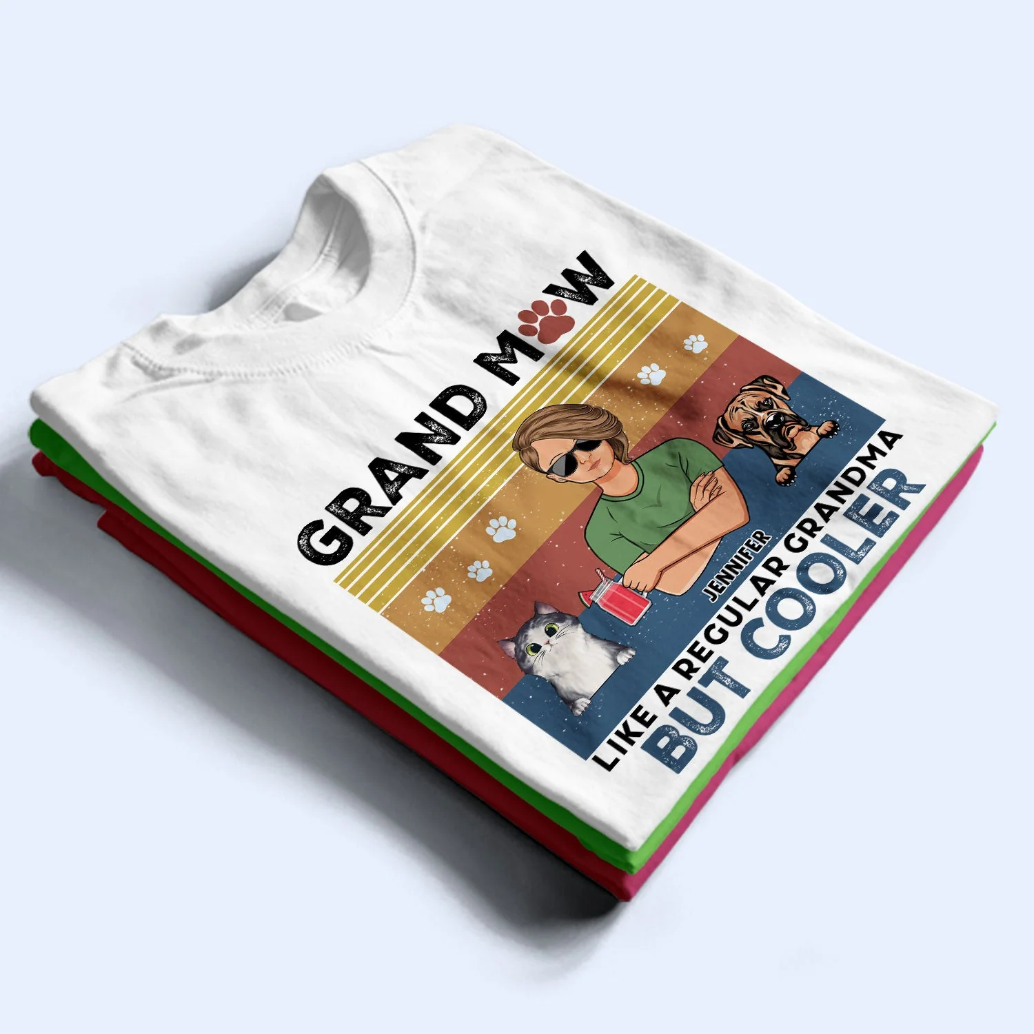 Pet Lovers Like A Regular Grandma Grandpa But Cooler - Gift For Dog Lovers & Cat Lovers - Personalized Custom T Shirt - Image 2