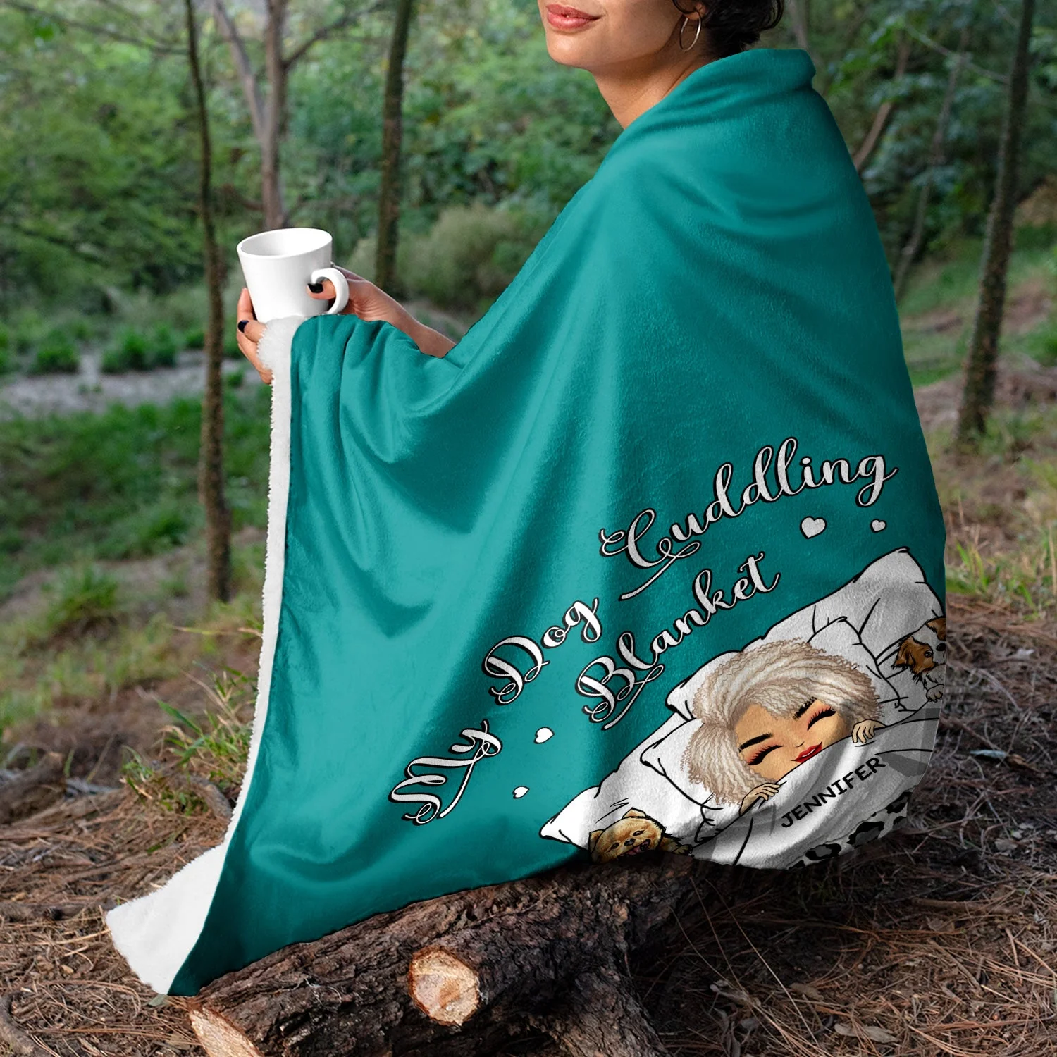 Pet Lovers My Dog Cat Cuddling Blanket - Gift For Pet Lovers - Personalized Custom Fleece Blanket - Image 3