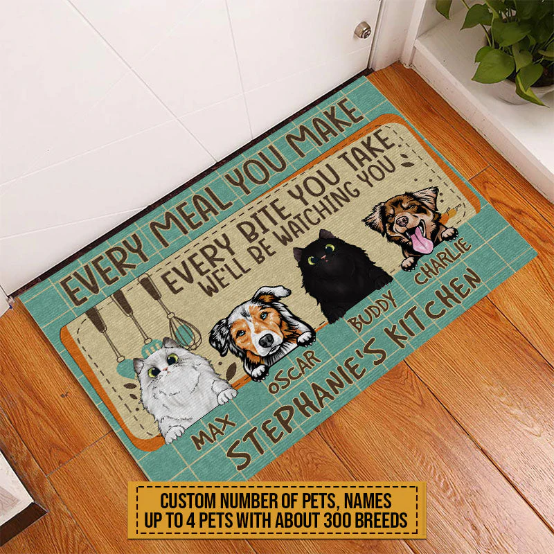 Pet Lovers We'll Be Watching You Custom Doormat, Dog, Cat, Funny Kitchen Decor, Gift For Pet Lovers - Image 5