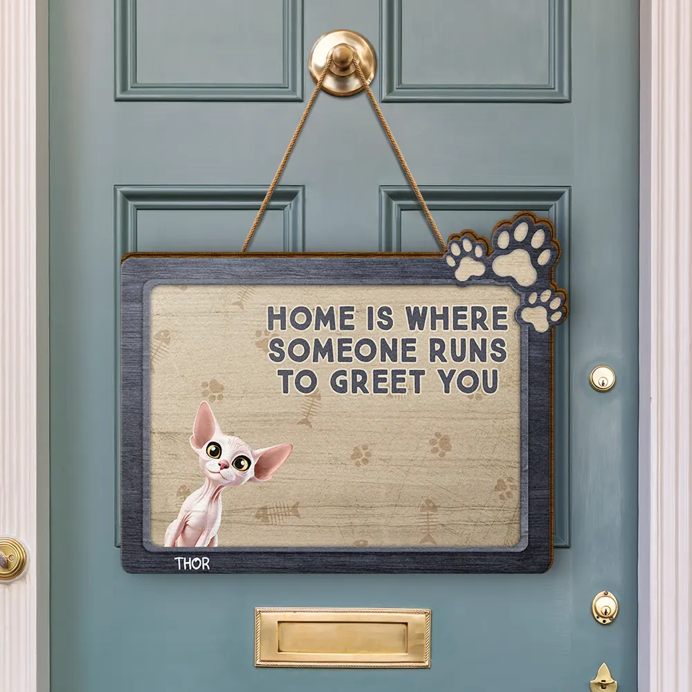 Pet Lovers Where Someone Runs To Greet You - Personalized Custom Shaped Wood Sign - Image 3
