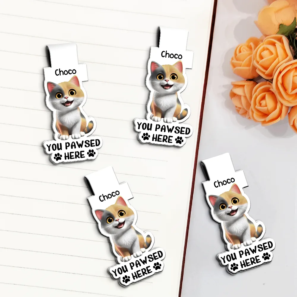 Pet Lovers You Pawsed Here - Personalized Custom Shaped Magnetic Bookmark Clip - Image 2