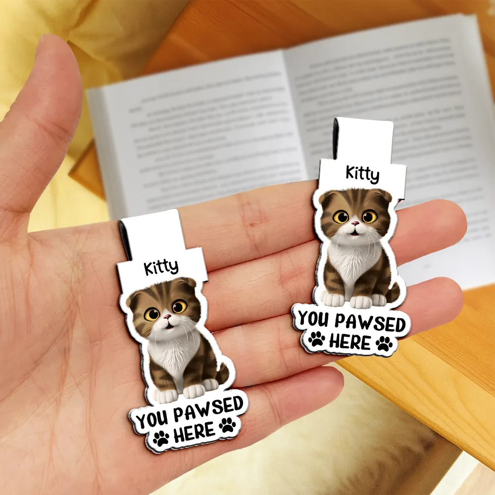 Pet Lovers You Pawsed Here - Personalized Custom Shaped Magnetic Bookmark Clip - Image 3