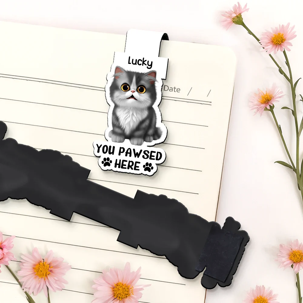Pet Lovers You Pawsed Here - Personalized Custom Shaped Magnetic Bookmark Clip - Image 5