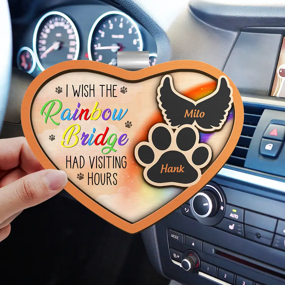 Pet Memorial A Piece Of My Heart Is At The Rainbow Bridge - Personalized Custom Shaped Car Visor Clip - Image 3