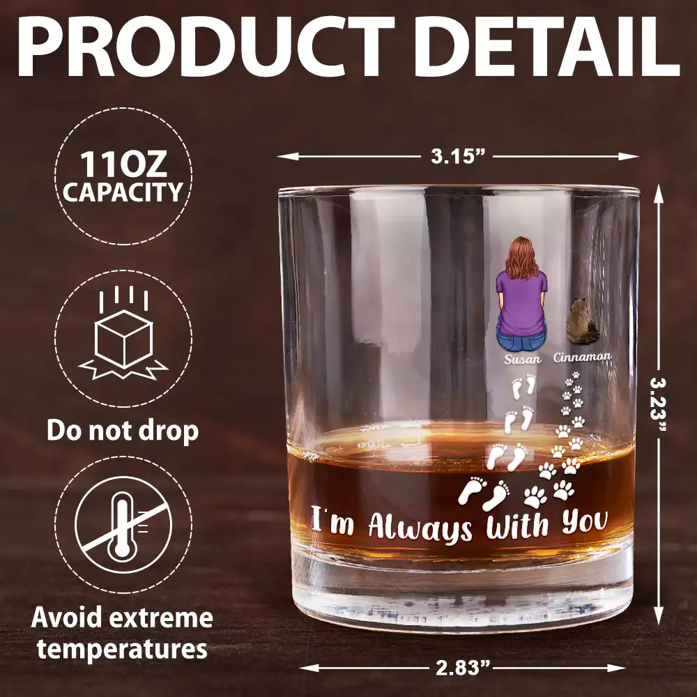 Pet Memorial I'm Always With You Never Walk Alone - Personalized Whiskey Glass - Image 5