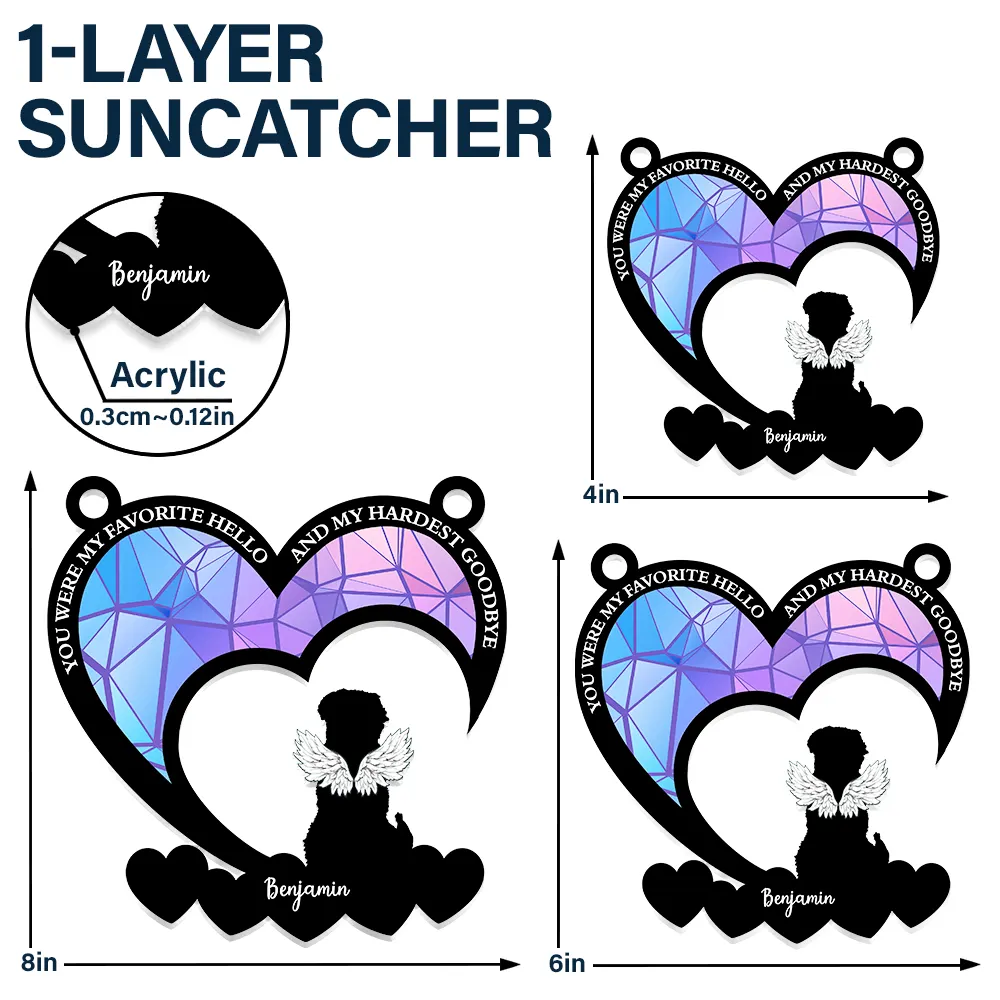 Pet Memorial My Hardest Goodbye Dog Cat - Personalized Window Hanging Suncatcher Ornament - Image 5