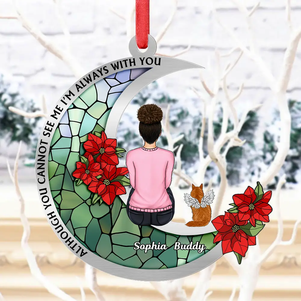 Pet Memorial Stained Glass Moon - Personalized Metal Ornament - Image 4