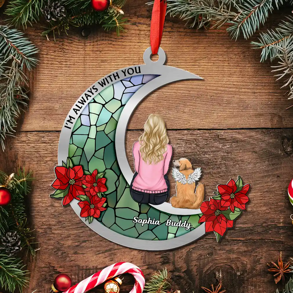 Pet Memorial Stained Glass Moon - Personalized Metal Ornament - Image 5