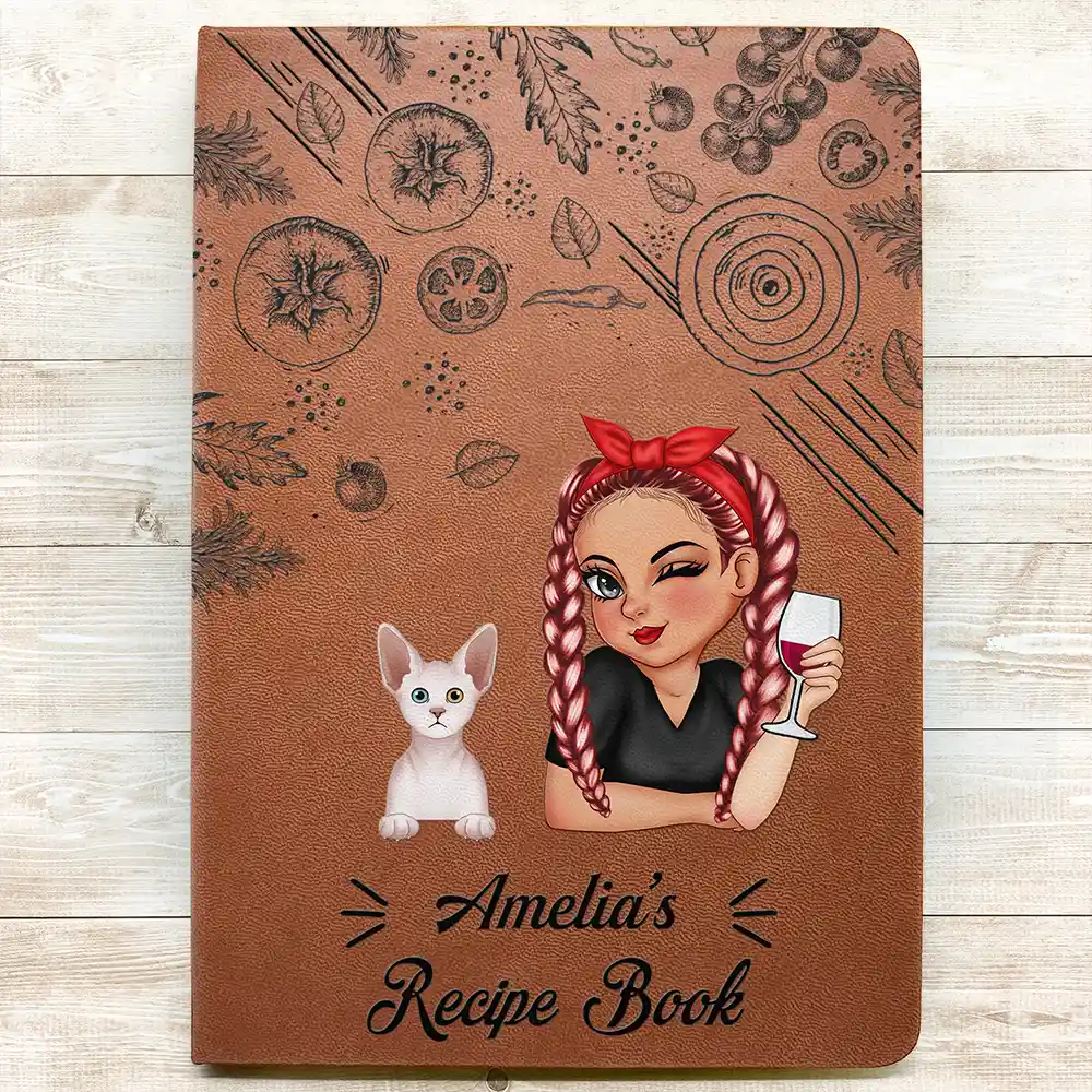 Pet Mom Recipe CookBook - Personalized Leather Journal - Image 3